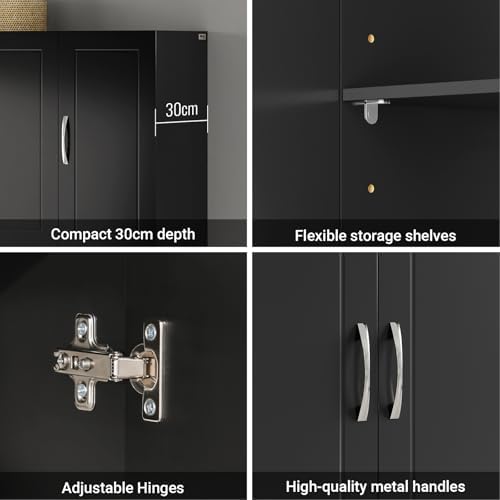 SoBuy Bathroom Wall Cabinet, Large 3-Door, 23.6 x 11.8 x 35.4 in, Black - Image 7
