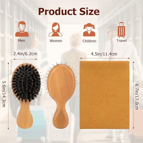 Mini Hair Brush, Travel Small Boar Bristle Hair Brush for Women Gift - Image 7