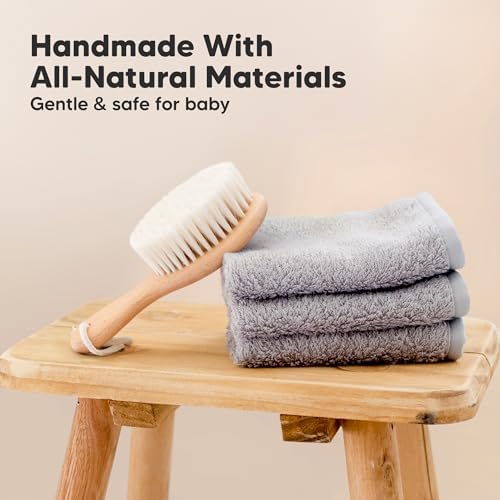 Wooden Baby Hair Brush for Toddler, Infant Cradle Cap (Walnut, Petite) - Image 4