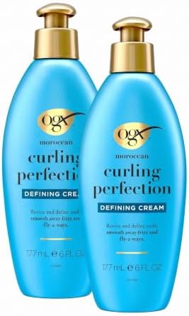 OGX Argan Oil of Morocco Curl-Defining Styling Cream,Anti-Frizz Curl Cream for Curly Hair&All Textures,Cold-Pressed Argan Oil,Paraben-Free,Sulfate-Free Surfactants,Curly Hair Products,6 oz (Pack of 2) by OGX