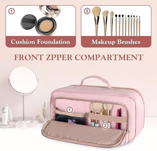 Fasrom Travel Makeup Bag for Women, Large Capacity Cosmetic Organizer Case - Image 4
