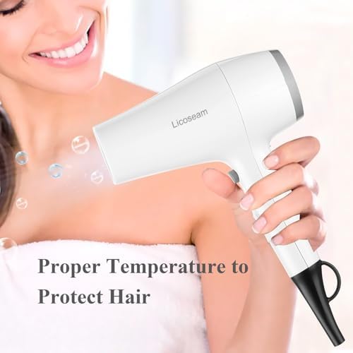 1875W Compact Hair Blow Dryer with Diffuser & Concentrator, White - Image 7