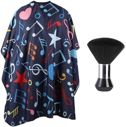 Professional Hair Cutting Cape with Neck Duster Brush, Waterproof Salon Barber Cape with Snaps, Barber Accessories (Music Notation) by YELEGAI