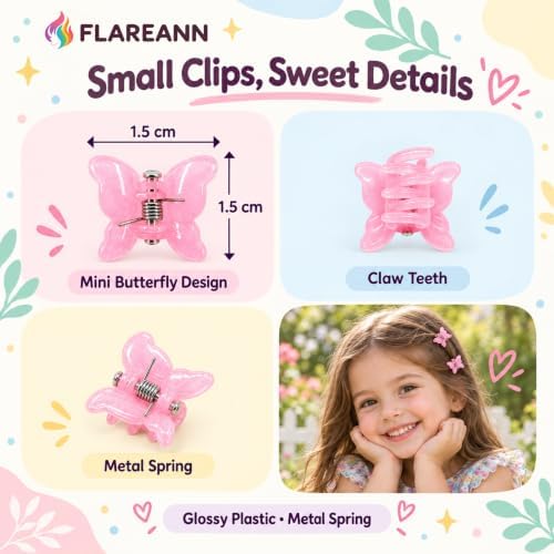 Mini Butterfly Hair Clips for Baby, 100 Pcs Toddler Hair Clips - Image 3