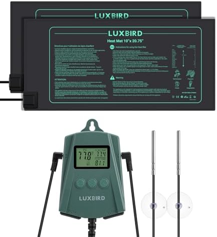 2 Pack 10"x 20.75" Seedling Heat Mat and Digital Thermostat Controller Combo Set (120v US Plug) by Luxbird