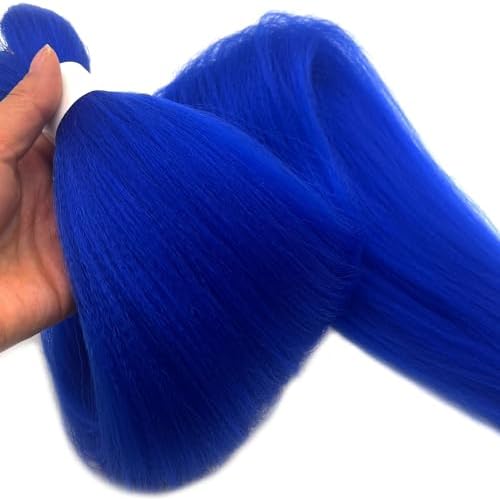Blue Braiding Hair Pre Stretched 30 inch Long Blue Hair Extensions For Braiding Knotless Crochet Braids Synthetic Hair Weave Bundles Hypoallergenic Prestretched Braiding Hair Extensions 3 Pack - Image 6