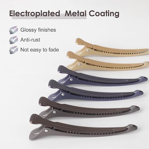 AIMIKE 12pcs No Crease Duck Billed Hair Clips with Silicone Band for Hair Styling, Rollers, Salon Sectioning & Cutting, Neutral - Image 2