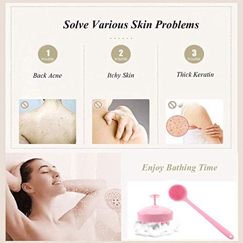 Silicone Body Scrubber & Scalp Massager, Long Handle Shower Brush, Exfoliating Scrubber for Men, Women & Kids - Image 5