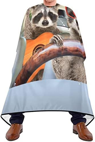 Kigai Funny Raccoon Watercolor Paint Waterproof Barber Cape for Men Adjustable Neck Size Haircut Cape Salon Cape for Hair Treatment - Cutting/Coloring/Perming - Image 2