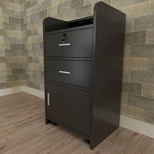Barber Hair Styling Station, Black, Wall Mount - Image 7