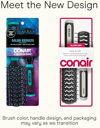 Conair Hair Brush Set, Grip & Lift Vent, Full-Size & Mid-Size, Black - Image 2