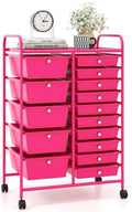 Giantex 15 Drawers Rolling Cart, Classroom Organizers, Storage Cart with Wheels, for Teacher Office Home School Supplies Tool Craft Art Paper by Giantex