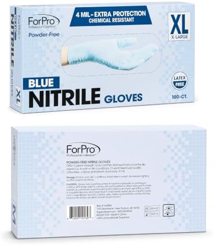ForPro Disposable Nitrile Gloves, Chemical Resistant, Powder-Free, Latex-Free, Non-Sterile, Food Safe, 4 Mil - Image 2