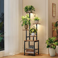 Round Plant Stand Indoor with Grow Light, 5-Tiered Tall Plant Stand Indoor, Metal Plant Shelf with Adjustable Light, Ideal for Living Room, Garden, Patio (Black Brown) by Homsorout