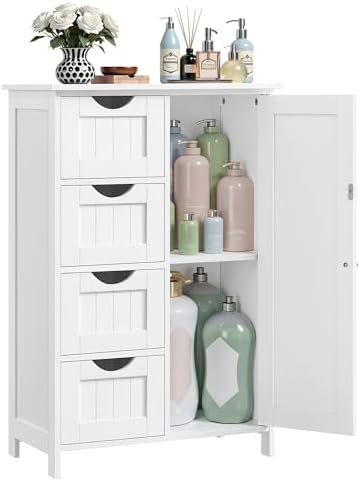 VASAGLE Floor Storage Cabinet, Farmhouse, 4 Drawers and 1 Door,32.3" H by VASAGLEbySONGMICSHOME
