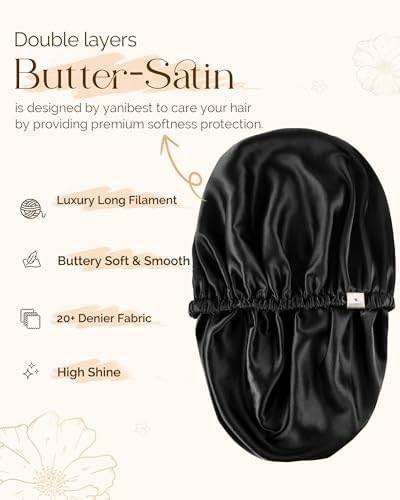 YANIBEST Satin Bonnet for Sleeping Women Men, Adjustable Hair Bonnet - Image 2