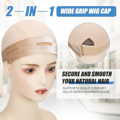 Riemann Silicone Wig Grip Cap,2in1 Wig Cap with Grip (Nude,2Pcs) - Image 3