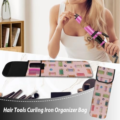 ZOUTAIRONG Line Curling Iron Bag Heat Resistant Travel Flat Iron Case Flat Iron Holder for Vanity Curing Iron Organizers and Storage Flat Iron Straightener Hot Tools Travel Bag Blue Flat Iron Case - Image 2