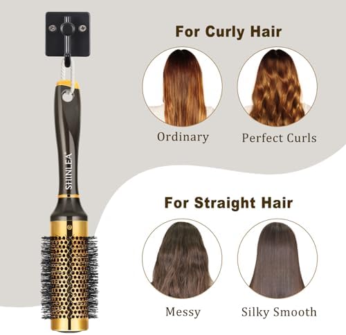 SHINLEA Small Round Brush for Blow Drying, Aluminum Thermal Roller for Short Hair Bangs, Salon Styling Hairbrush for Women Curly Straight Hair, 1.3" Barrel, 1.9 Inch with Bristles - Image 5