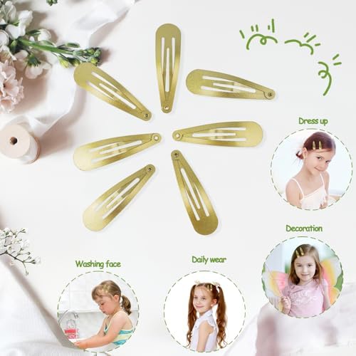 120 Pack Gold 2 Inch Barrettes Women Metal Snap Hair Clips Accessories - Image 4