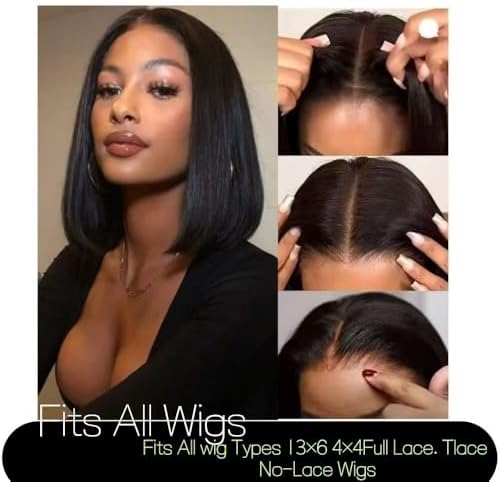 Wig Cap with Grip Band for Keeping Wigs in Place, More Full Cap-wide Transparent Lace for Lace Front Wigs - Non Slip Cap Make Your Wig Be Glueless(Nude, M) - Image 5