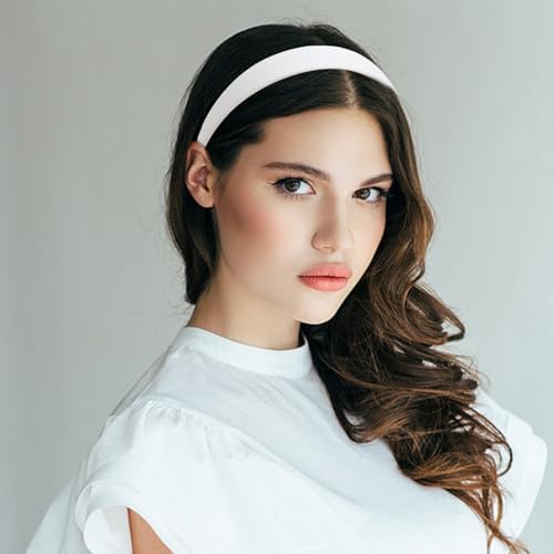 White Headband Faux Leather Thin Hairband Halloween Head Bands for Womens & Girls Hair Solid Simple Holiday Cosplay Head Bands Hair Accessories for Mothers Sisters - Image 3