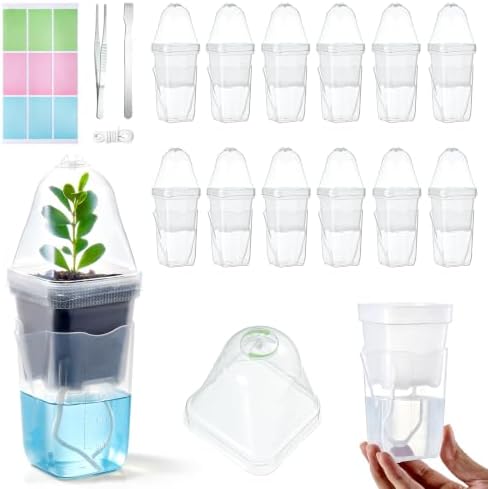 12 Pcs Clear Small Self Watering Pots for Indoor Plants by Unknown