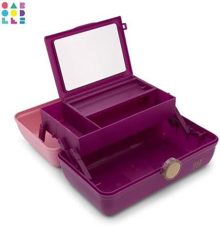 Caboodles On-The-Go Girl Makeup Box, Two-Tone Pink on Violet, Hard Plastic Makeup Organizer Box, Built-In Mirror, Secure Latch for Safe Travel, Spacious Storage for Large Items - Image 6