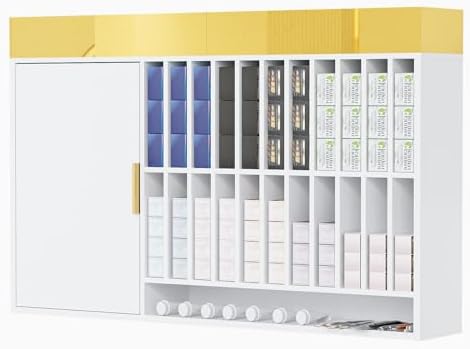OmySalon Wall Mounted Salon Station, Cabinet with Hair Color Rack, Salon Color Rack Organizer with Adjustable Shelves, Barber Hair Dye Display for Hair Stylist, White Gold - Image 7