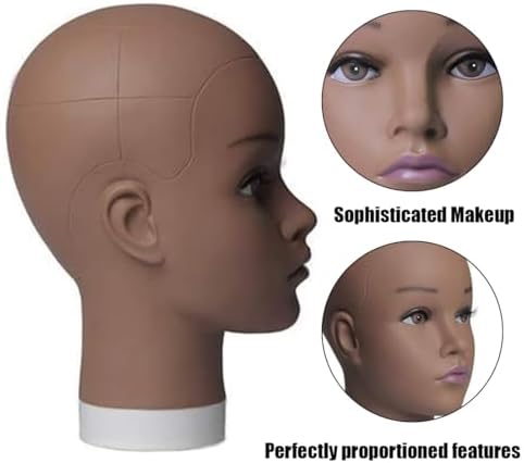 HAIRWAY Mannequin Head Female Mannequin Head Stand Cosmetology Mannequin Head for Wigs Manikin Doll Mannequin Head for Wigs Making and Display with Free T-pins (Brown, 21.5inch) - Image 4