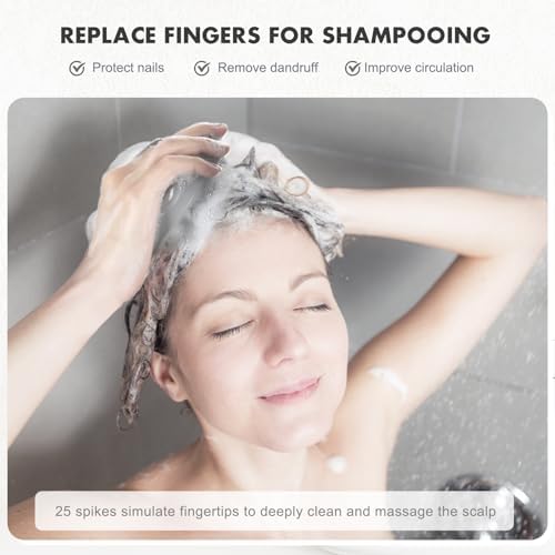 FREATECH Massager Shampoo Brush with Soft Silicone Bristles for Scalp Care, Shower Hair Scalp Scrubber Exfoliator for Dandruff Removal and Hair Growth, Wet & Dry for Men, Women and Kids, Grey - Image 5