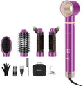 5 in 1 Blow Dryer Brush IG INGLAM MegaAir Hair Styler Brushless Hair Dryer Brush Left/Right Air Auto-Wrap Curler Hot Air Brush Negative Ions No Heat Damage Frizz-Free Drying Curling Straightening,Red by INGLAM