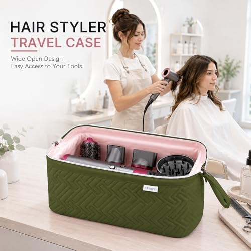 Leudes Hair Tools Travel Bag for Shark Flexstyle Carrying Case Portable Shark Hair Air Wrap Dryer Case Waterproof Dustproof Flat Curling Iron Travel Organizer (Army Green) - Image 4