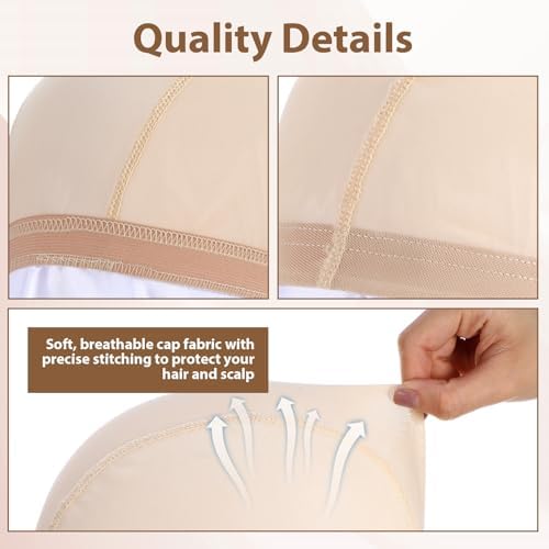 4 Pack Wig Caps to Hold Wig in Place - Elastic, Breathable, and Soft Wig Liner Caps for Hair Loss and Chemotherapy (Beige) - Image 5
