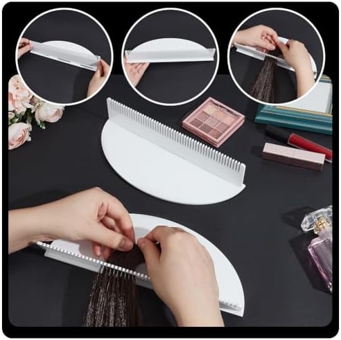 NBEADS 2 Sets Hair Extension Holder, Acrylic Hair Extensions Stand Organizer Hair Hanger Tool for Washing, Coloring, Styling, Blow-Drying of Weft, Clip-In, White, 9.8x3.5x2 Inch - Image 3