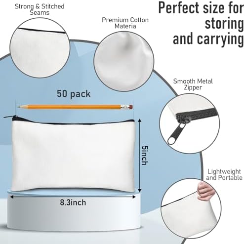 Legigo Blank Canvas Bags Zipper Pouch Makeup Bags Pencil Pouch Bulk - Image 2