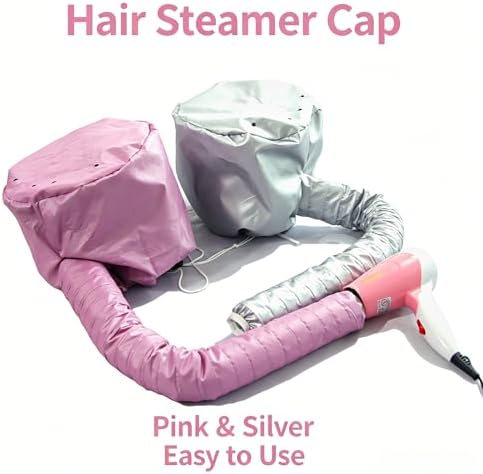 Portable Hair Dryer Bonnet Attachment, Silver-Coated Fabric Deep Conditioning Hair Care Cap for Hair Dye Perm Oil Treatment, Black Pink Silver Available1pcs (Silver) - Image 7