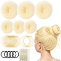 FANDAMEI 6 PCS Hair Bun Makers for Kids, 10 Invisible Bun Nets for Ballet Girls, 3PCS Extra Small 3PCS Small Donut Buns for Hair Kids, Bun Makers Hair Nets for Buns with 5 Elastics 20 Pins (Gold) by FANDAMEI