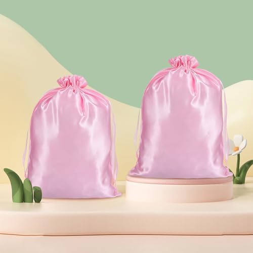 6Pcs Wig Bags Storage,Pink Wig Bags with Satin Drawstring Storage for Wigs Extension Bundle - Image 7