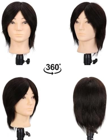 Male Mannequin Head 8 Inch Barber Mannequin Head for Cutting and Styling with Desktop Stand (Natural Black) - Image 5