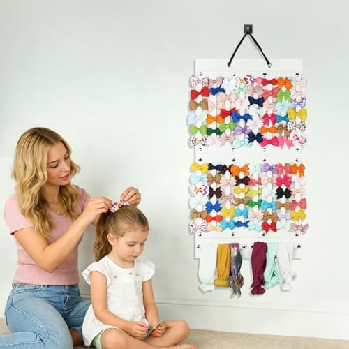 PACMAXI Baby Girl Hair Bows Holder, Hair Clips Storage Hanger For Ribbons - Image 6