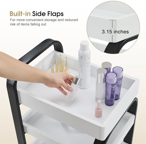 BarberPub 3-Tier Salon Trolley Cart with Locking Wheels Black 2085 - Image 4