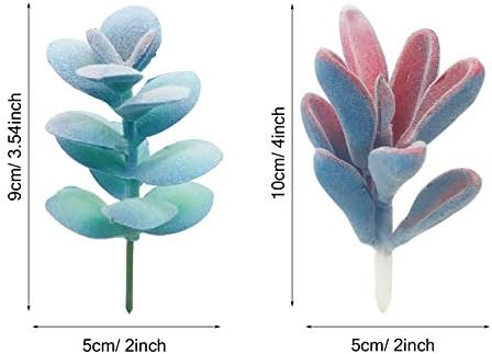 Woohome 10 PCS Artificial Succulent Plants, Blue Fake Succulent, Unpotted Faux Succulent Assortment in Flocked Blue in Different Type for Birthday Home Decor Indoor Wall Garden DIY - Image 5
