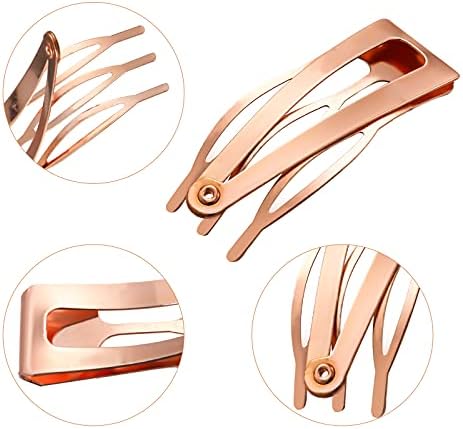 Chinco Rose Gold 24 Pcs Double Grip Hair Metal Snap Clips,2 Inch - Image 6