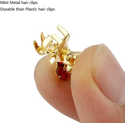 ANBALA 65 Pcs Small Hair Clips Mini Hair Claw Clips No-Slip Grip Jaw Clip Glitter Teeth Clips Rhinestone Metal Clamps Flower Hair Accessories for Women Girls (Gold-13Colors) - Image 3