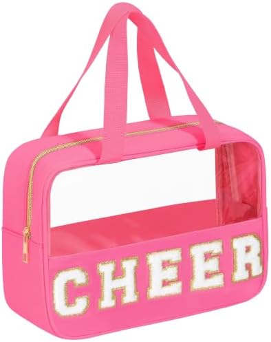 BuyCard Cheer Chenille Letter Bags Clear Makeup Bag, Cheerleader Gift Bag by BuyCard