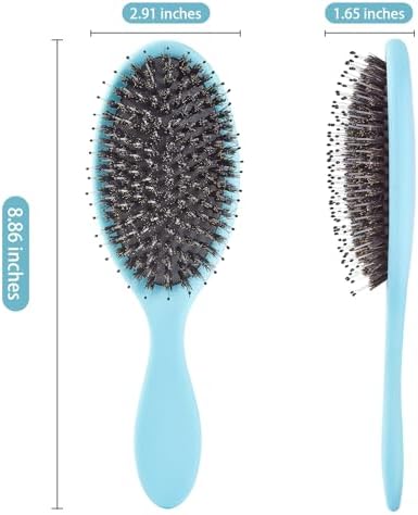 Boar Bristles Hair Brush for Women and Men, Detangling Hair Brush for Smoothing Massage Add Shine, Nylon&Boar Bristles Detangler brush for Hair Healthy (1 Pack-Blue) - Image 6