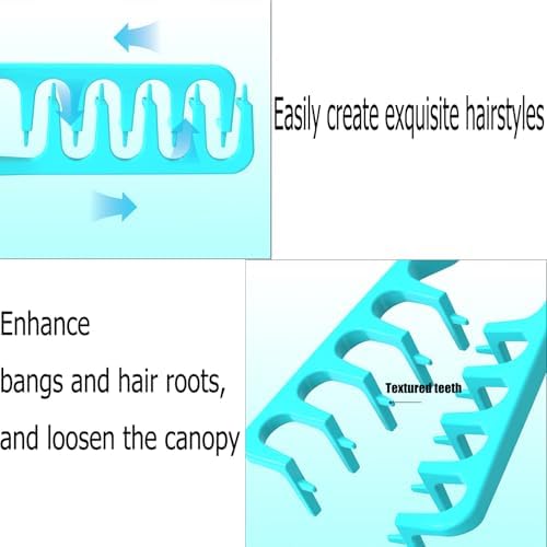Texture Comb,Texture Styling Comb,Voluminous Wide-Toothed Hair Combs,Travel Folding Design,Wide-Tooth Hair Styling Tool with Textured grip for Women & Men(4pcs-Black+Gray+Blue+Pink) - Image 5