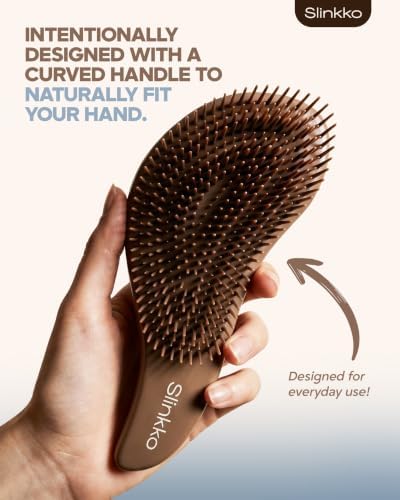 Detangler Brush, Curly Hair Brush for Women, Men & Kids - Wet & Dry Detangling Hair Brush for Curly, Thick, Fine & Wavy Hair - Anti-Breakage Wave Brush, Pain-Free Hairbrush, Smoke Cocoa - Image 3