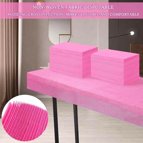 Disposable Bed Sheets 200 Pcs 31" x 71" Massage Table Sheets Non Woven Fabric SPA Bed Cover Breathable for Massage Beauty Tattoos(Pink) - Image 5